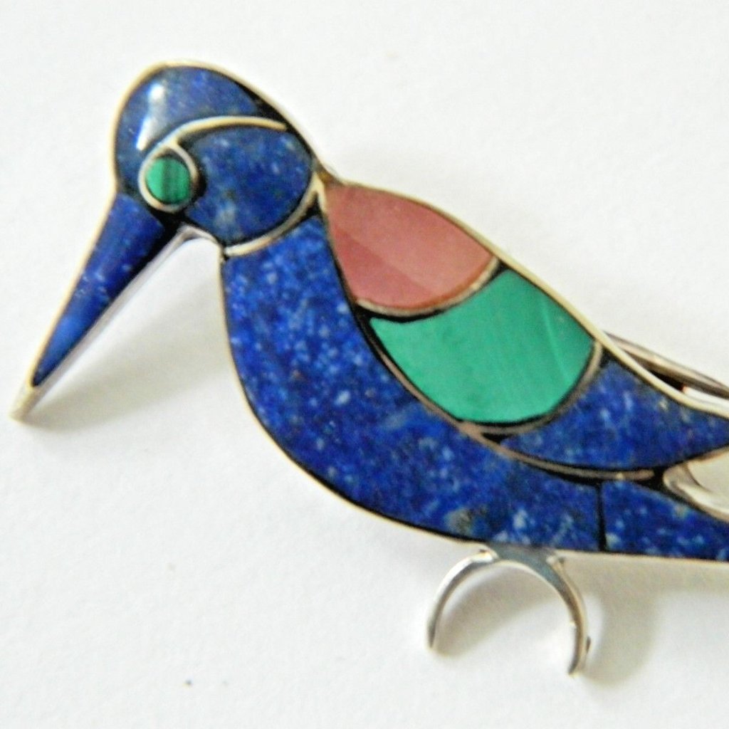 Vintage Southwestern Sterling Silver Pendant / Brooch Lapis Lazuli 2.5